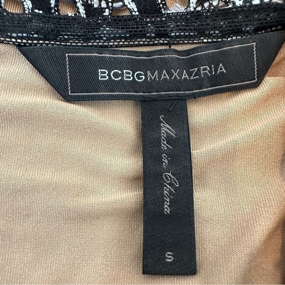 BCBGMaxAzria Kaleigh Top Black White Peplum Asymmetrical, Small - Picture 9 of 11